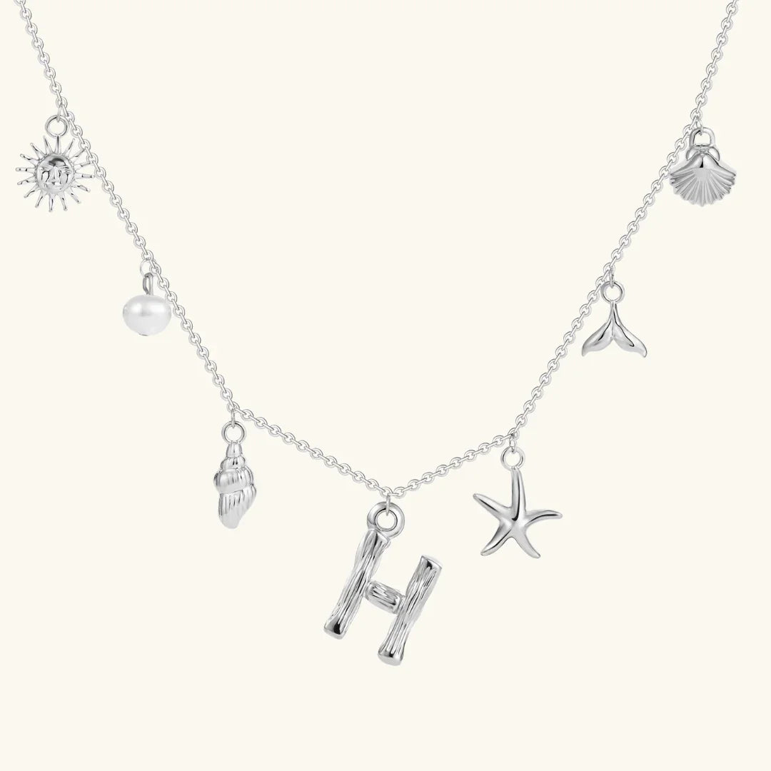 Gold Plated Faux Pearl Initial Charm Necklace for Women