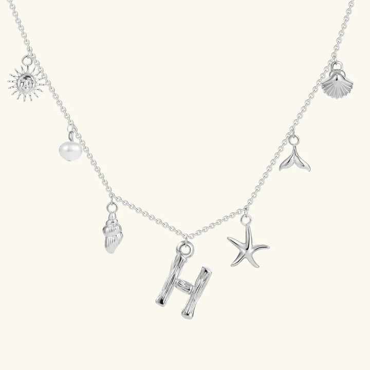 Gold Plated Faux Pearl Initial Charm Necklace for Women