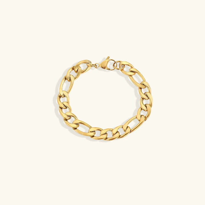 Gold-Plated Figaro Chain Bracelet for Women
