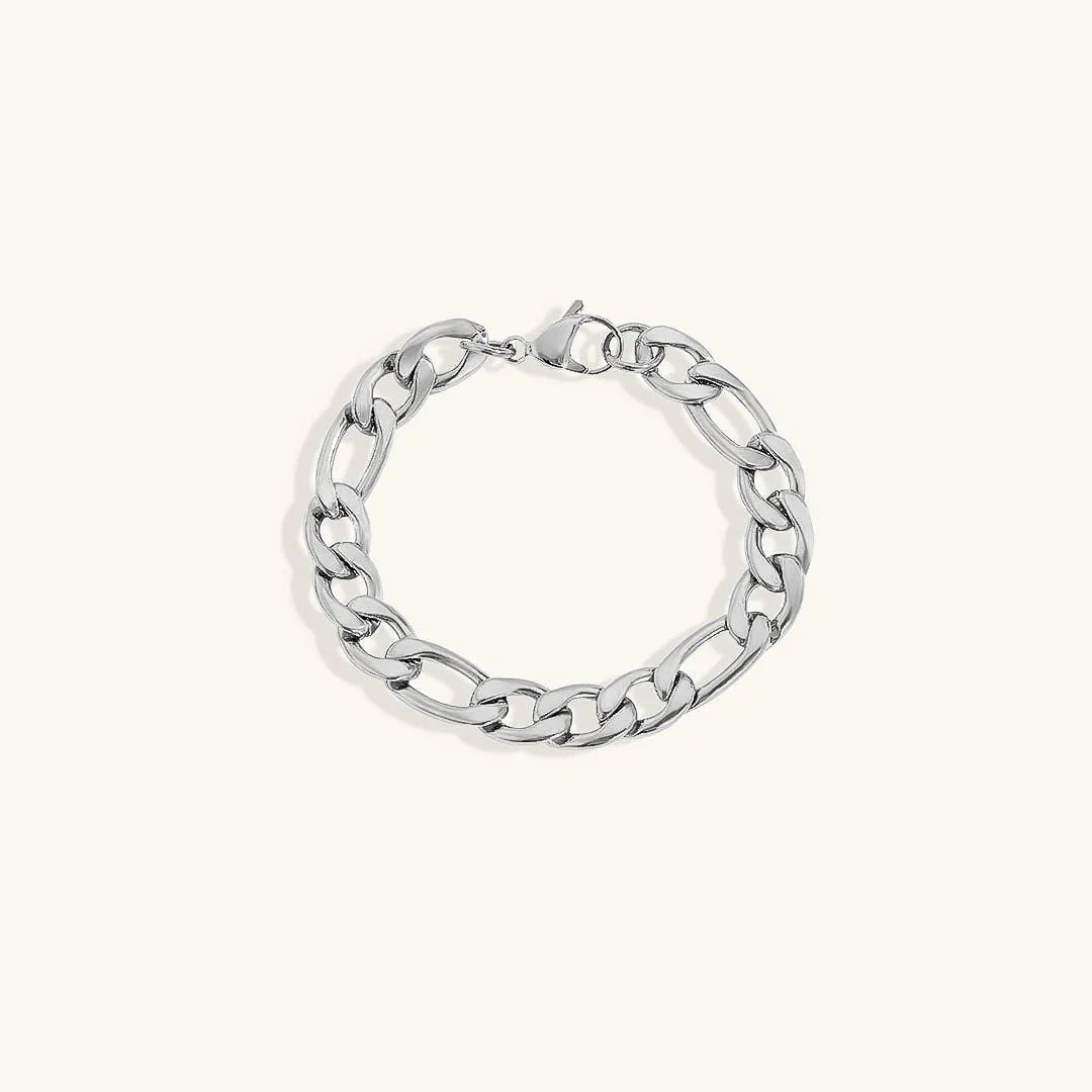 Gold-Plated Figaro Chain Bracelet for Women