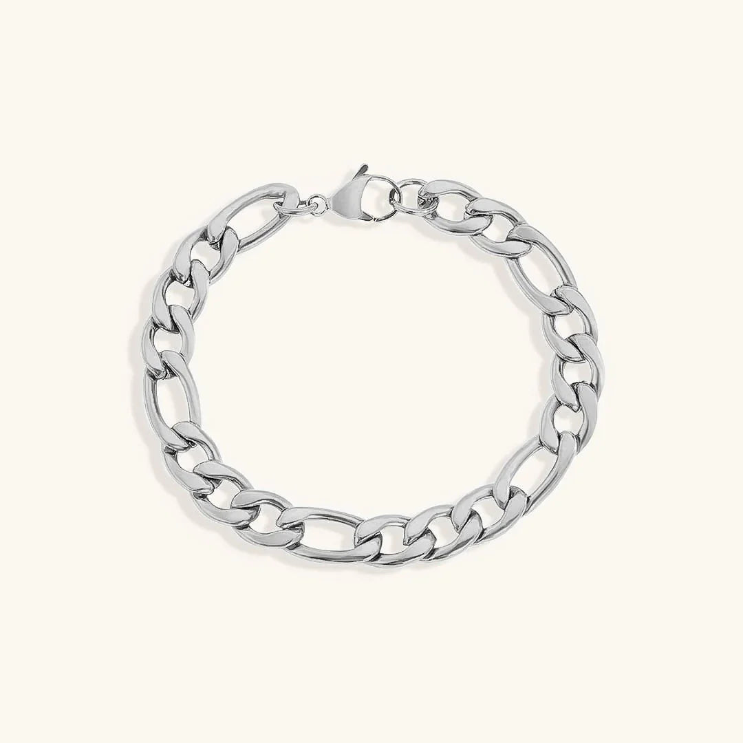 Gold-Plated Figaro Chain Bracelet for Women