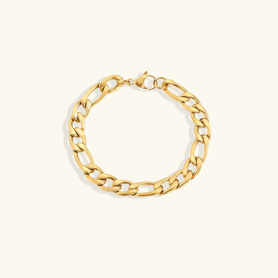 Gold-Plated Figaro Chain Bracelet for Women