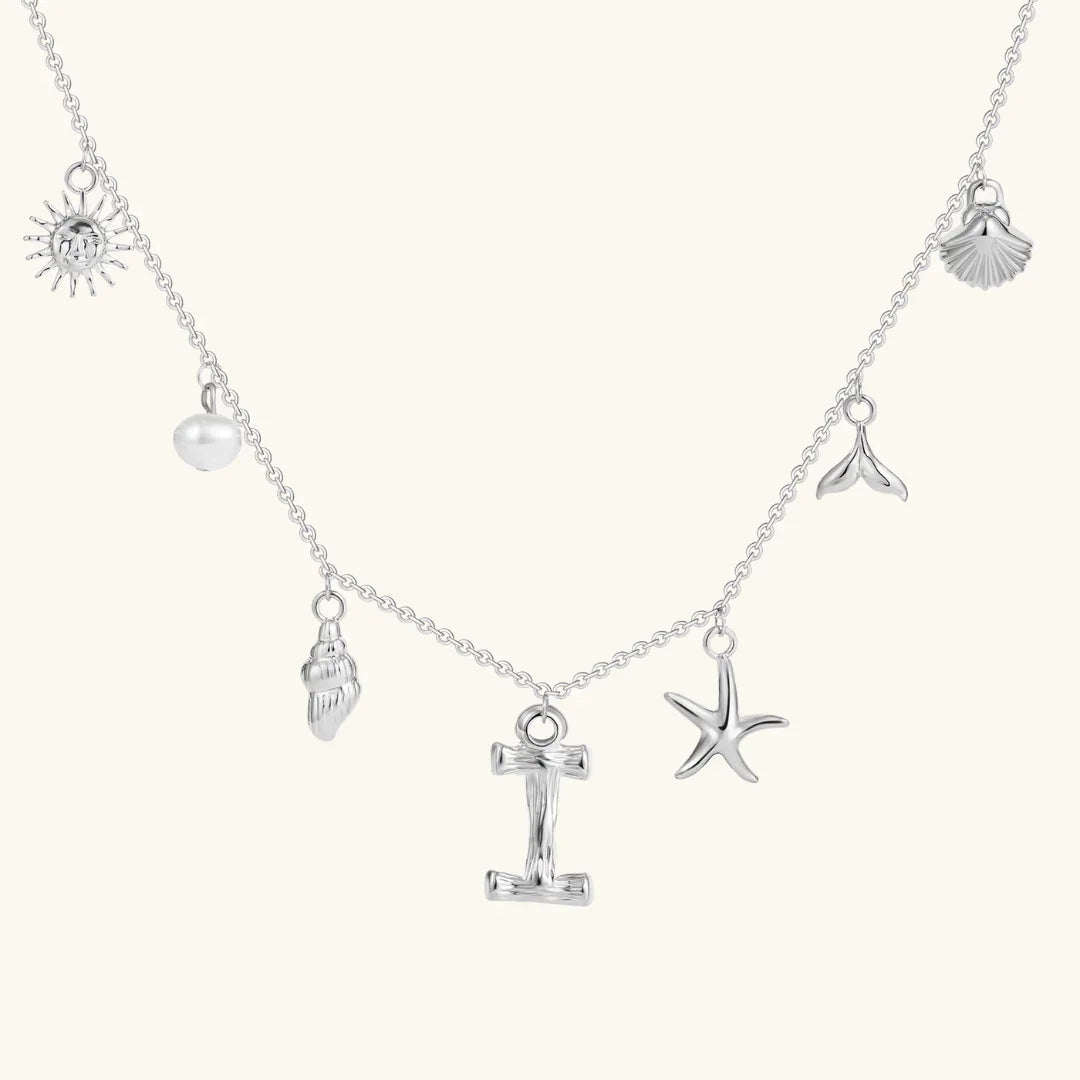 Gold Plated Faux Pearl Initial Charm Necklace for Women