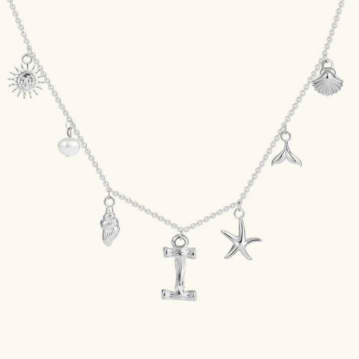 Gold Plated Faux Pearl Initial Charm Necklace for Women