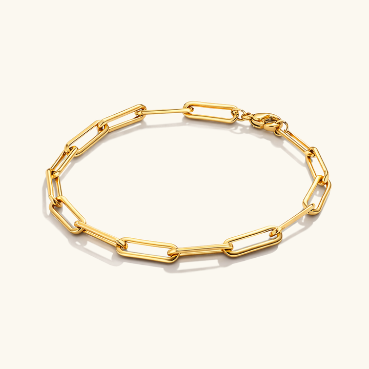 Gold-Plated Paperclip Chain Bracelet Women