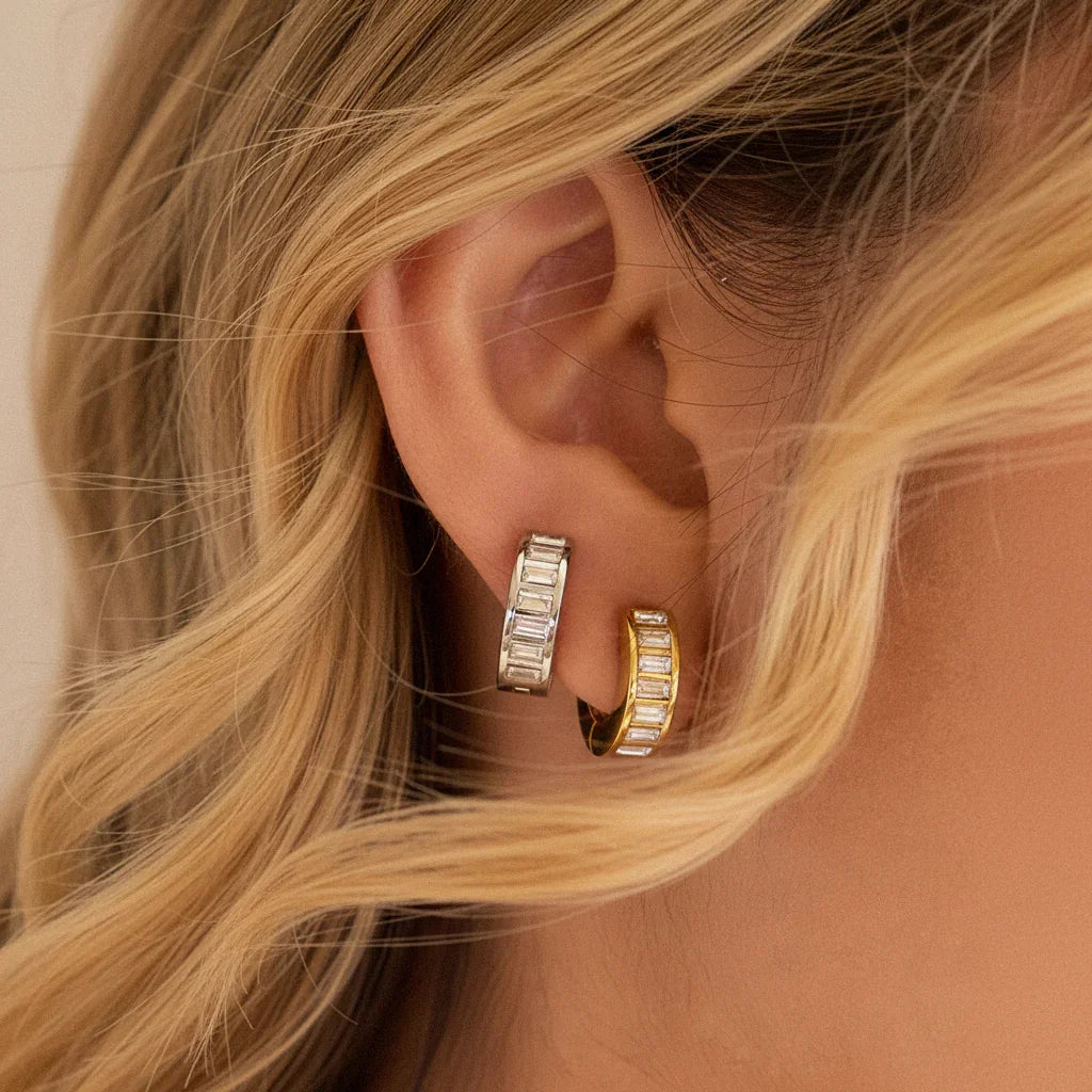 Gold Plated Diamond Huggie Earrings