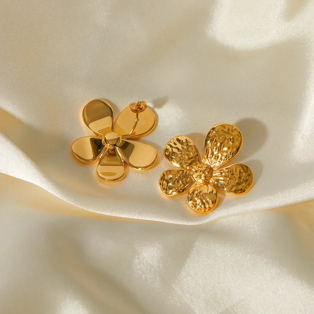 Gold-Plated Stainless Steel Flower Earrings