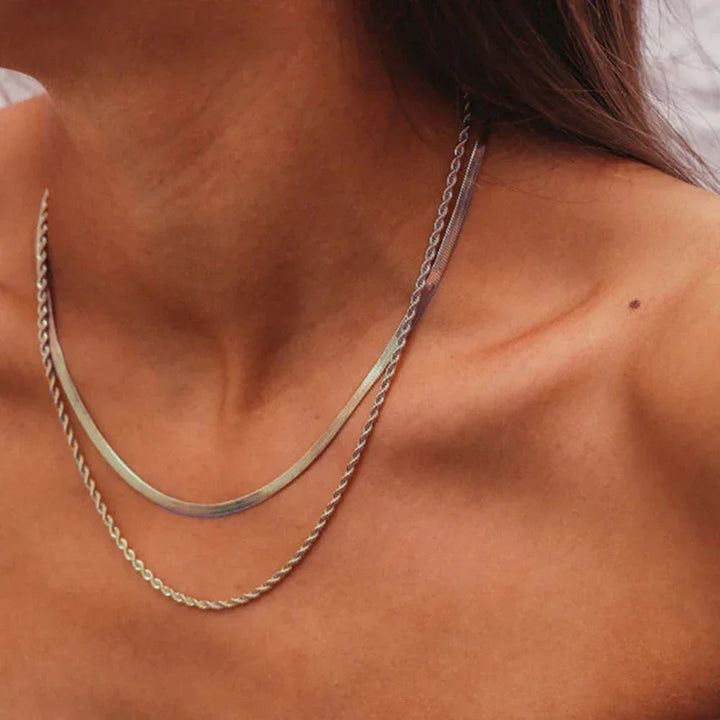 Silver-Plated Layered Chain Necklace Set for Women