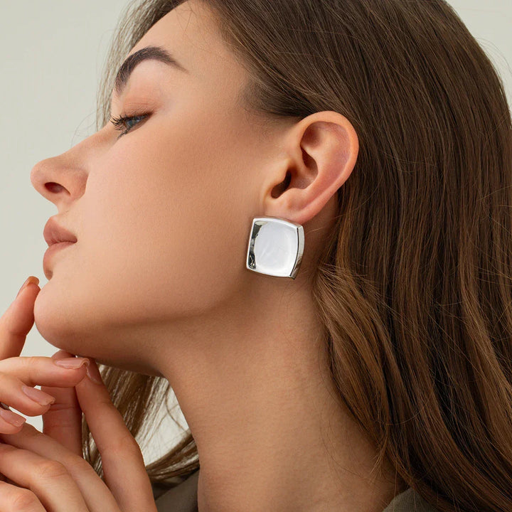 Gold-Plated Square Earrings with Waterproof Stainless Steel