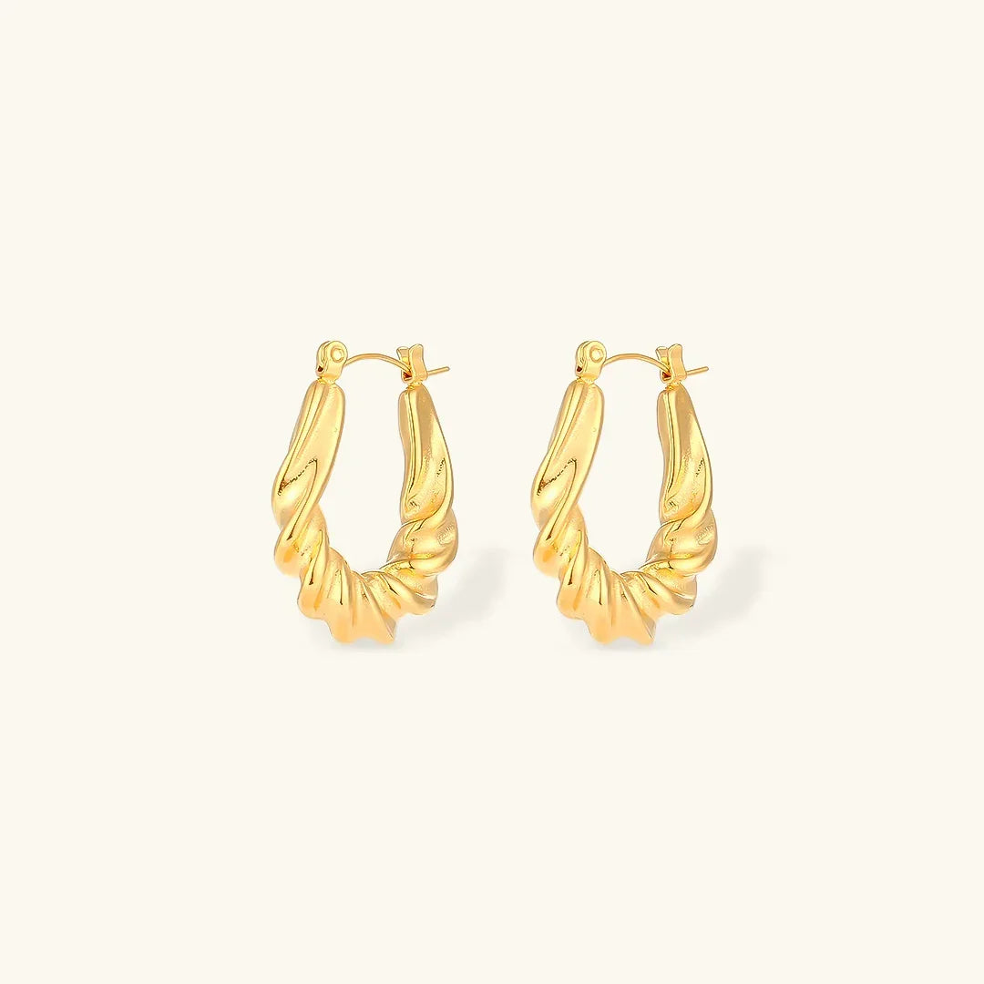 Gold-Plated Twisted Hoop Earrings for Women