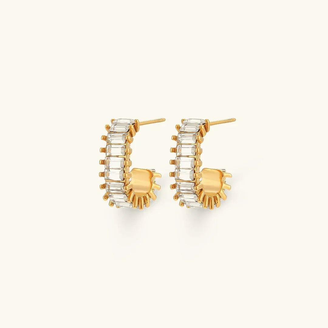 Gold-Plated Diamond Huggie Earrings For Women