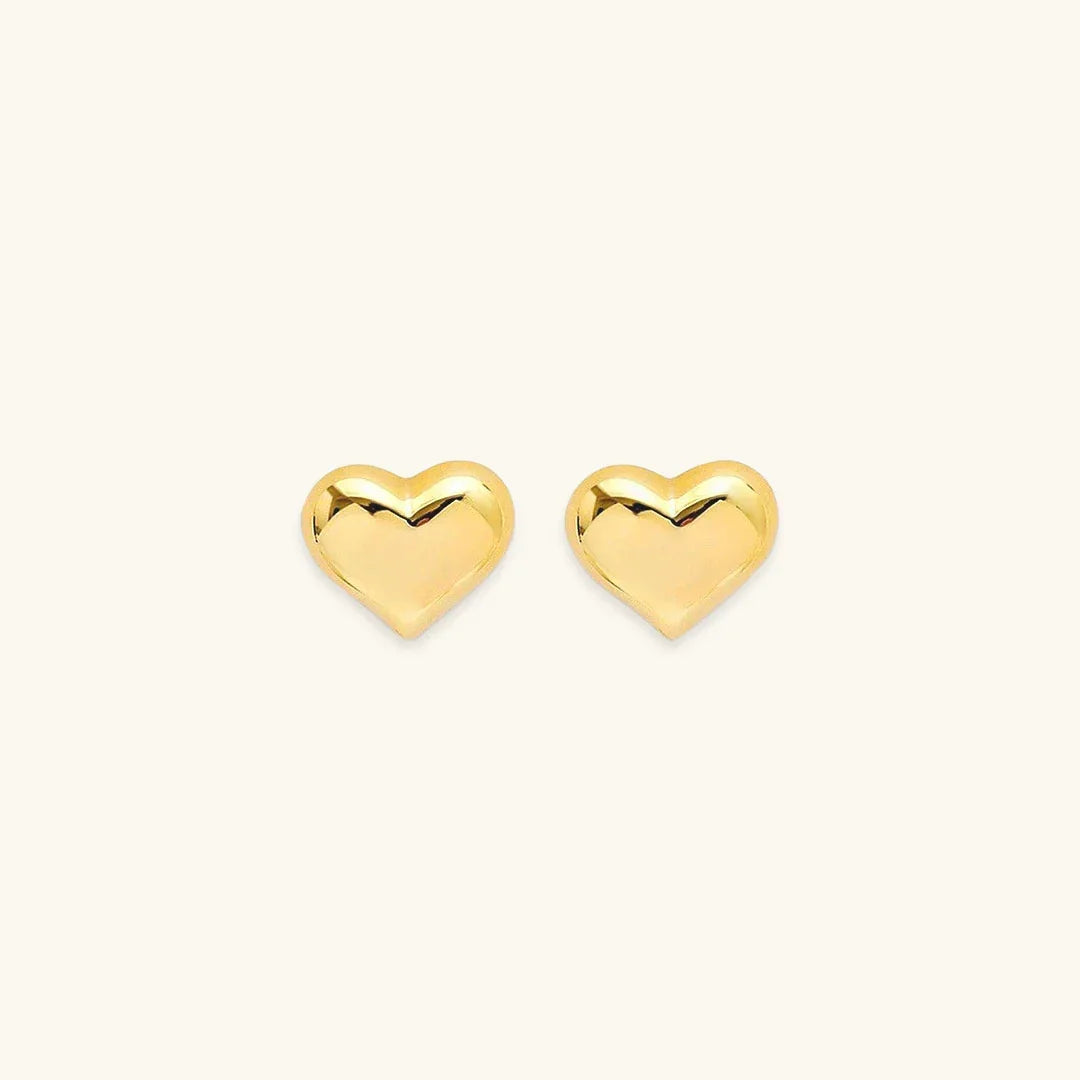 Gold-Plated Heart Stud Earrings for Women