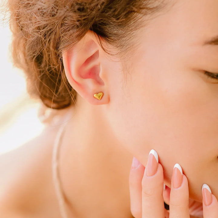 Gold-Plated Heart Stud Earrings for Women