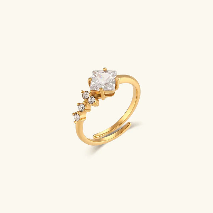 Gold-Plated CZ Adjustable Ring For Women