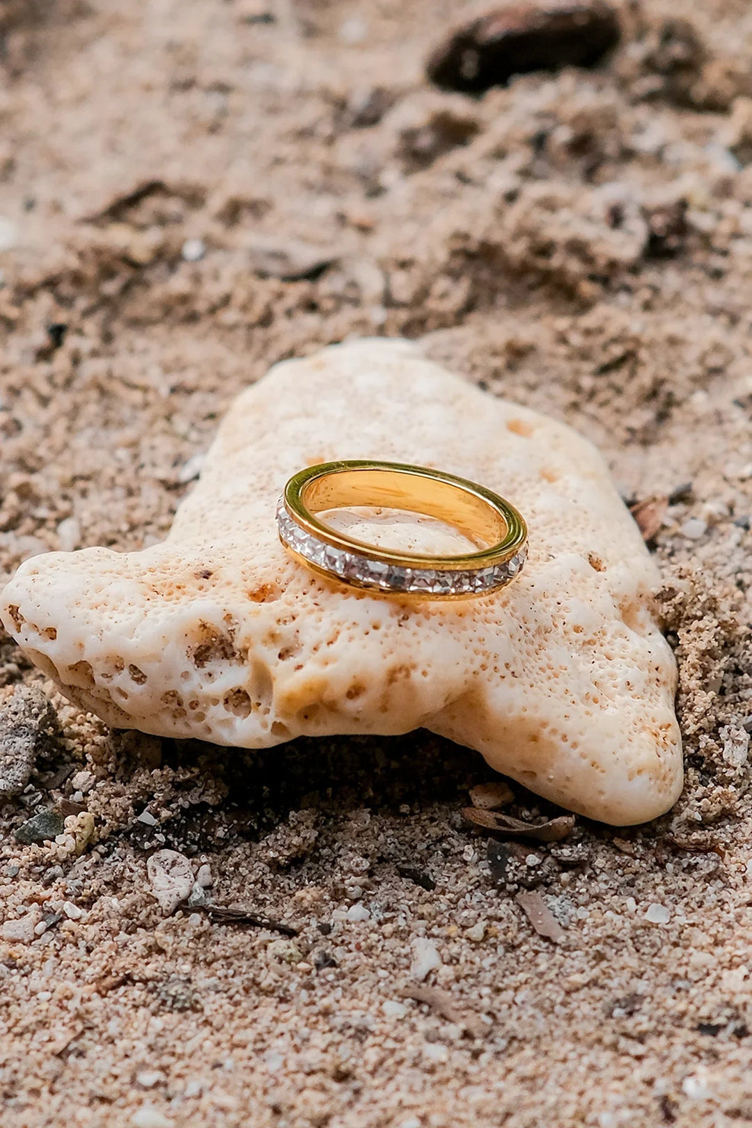 Gold-Plated Cubic Zirconia Band Ring for Women