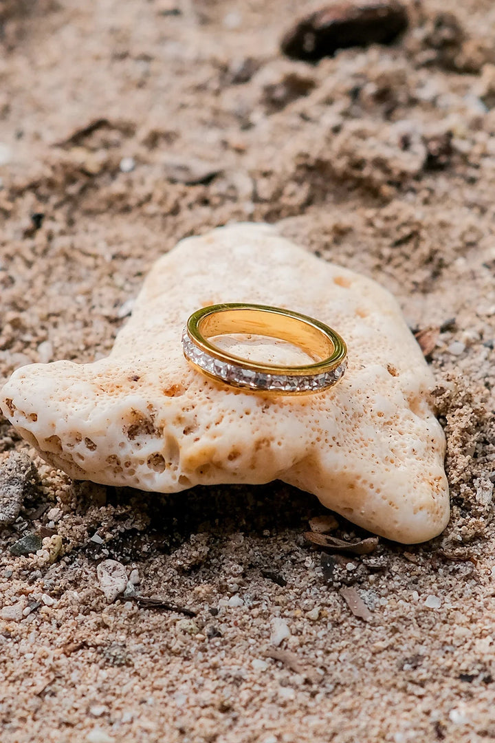 Gold-Plated Cubic Zirconia Band Ring for Women