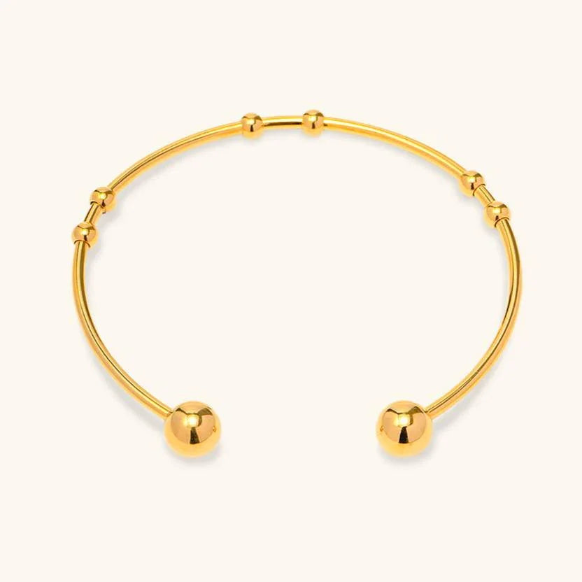 Gold-Plated Beaded Open Cuff Bangle for Women