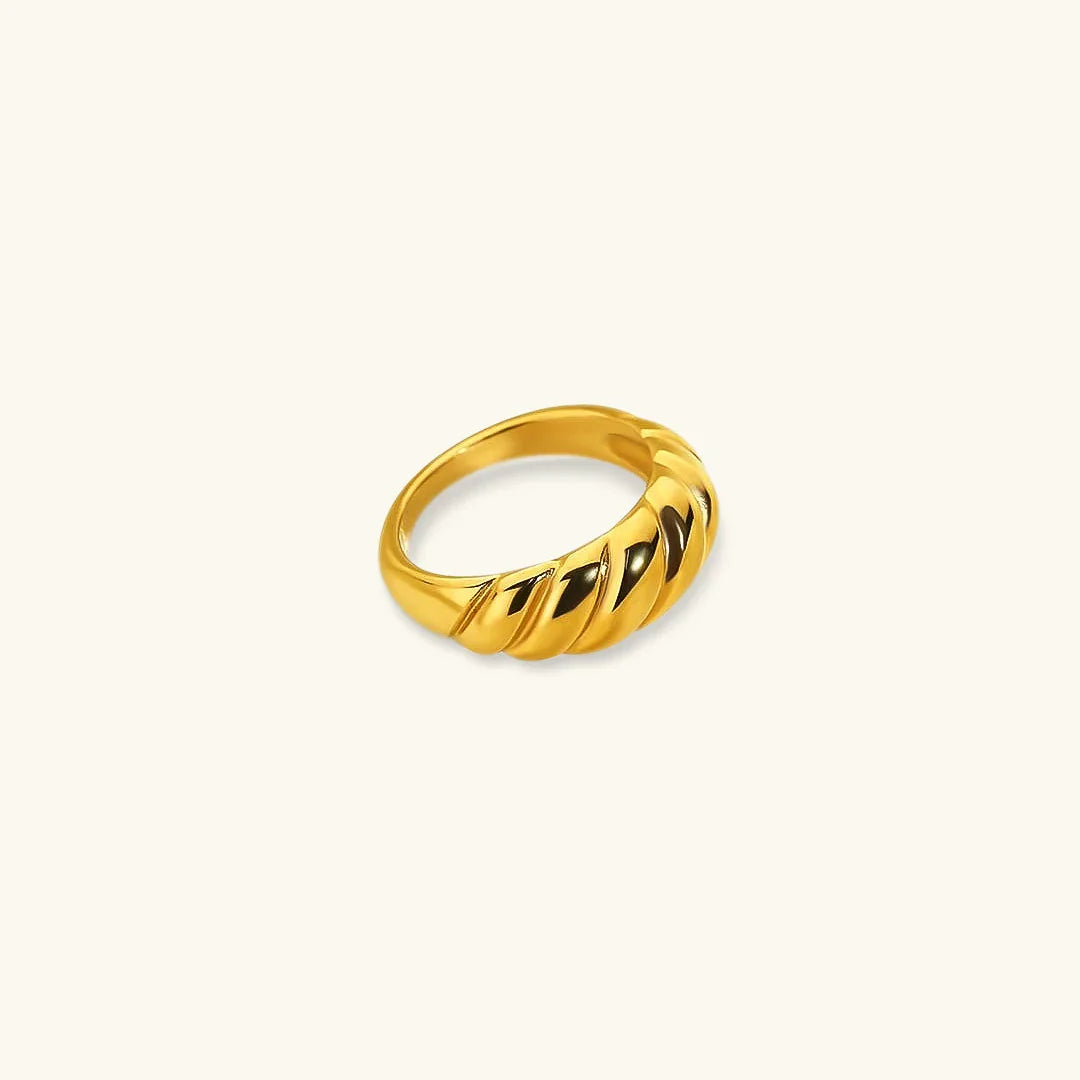 Chunky Gold-Plated Croissant Statement Ring for Women