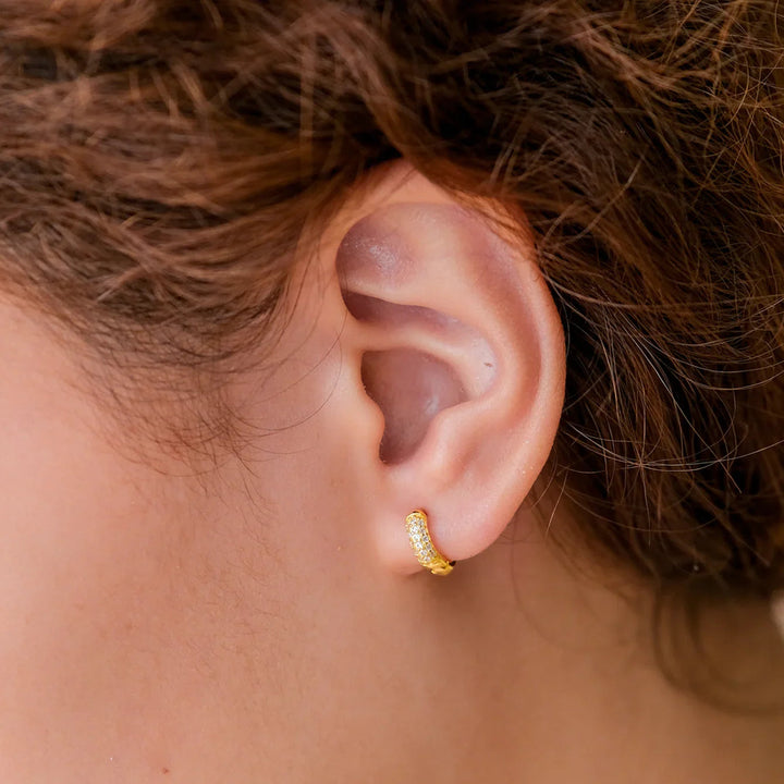 Gold-Plated CZ Chunky Huggie Earrings