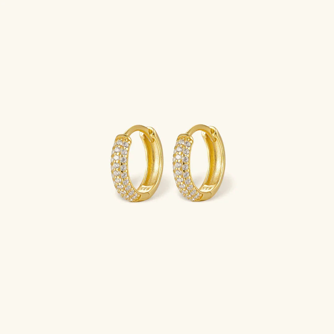 Gold-Plated CZ Chunky Huggie Earrings