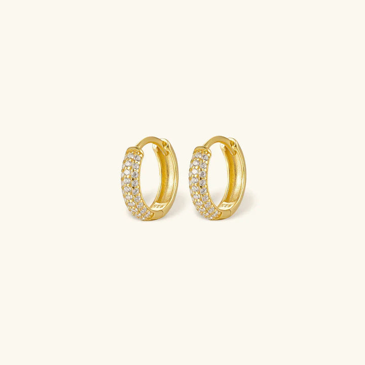 Gold-Plated CZ Chunky Huggie Earrings