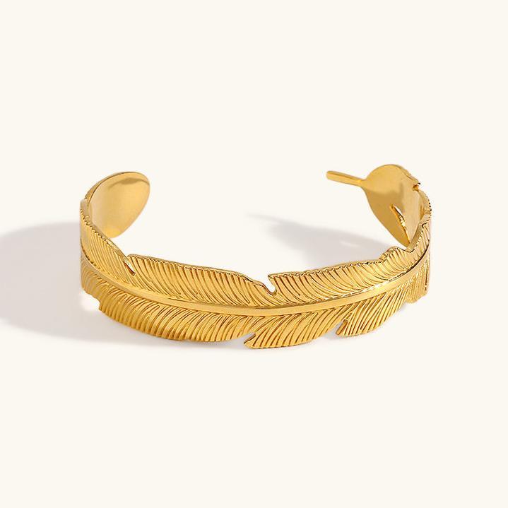 Gold-Plated Feather Bracelet For Women