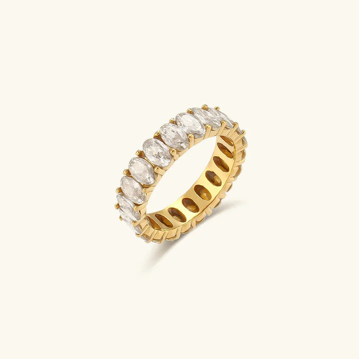 Gold-Plated CZ Eternity Band Ring for Women