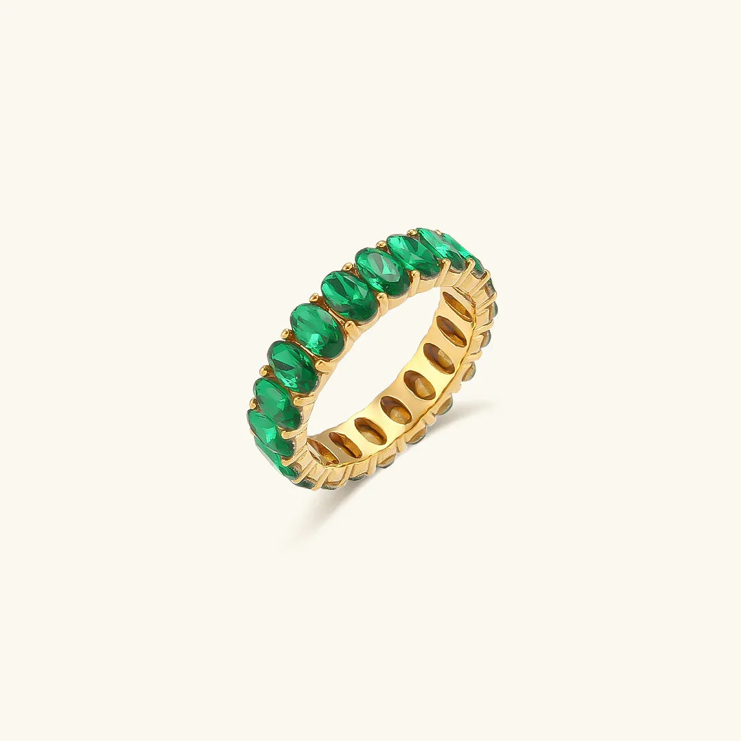Gold-Plated CZ Eternity Band Ring for Women