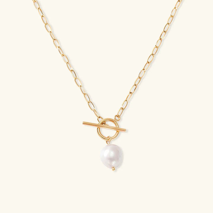 Gold-Plated Faux Pearl Pendant Necklace Women