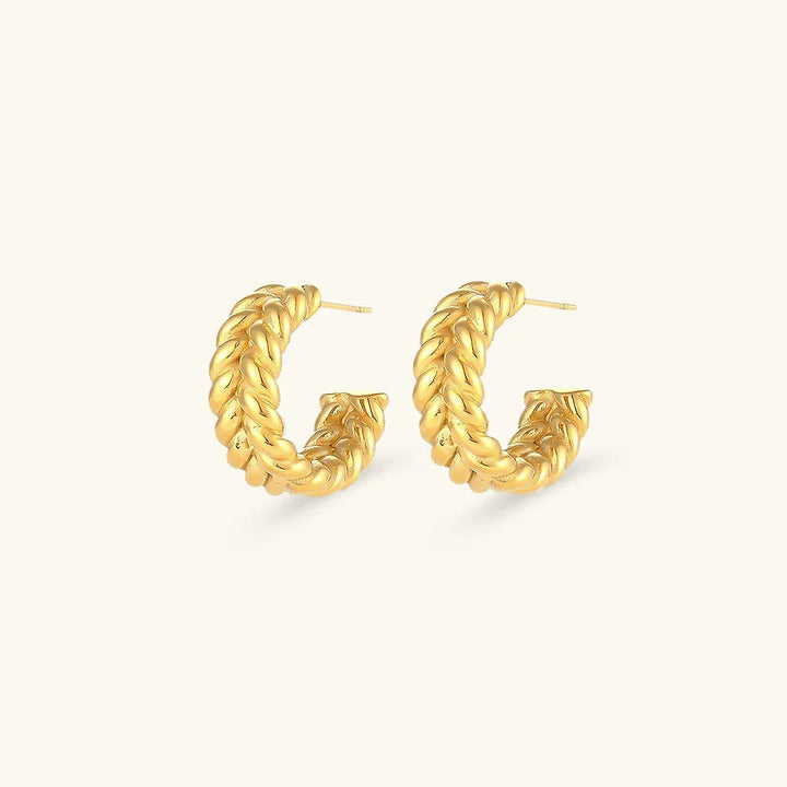 Gold-Plated Woven Hoop Earrings for Women