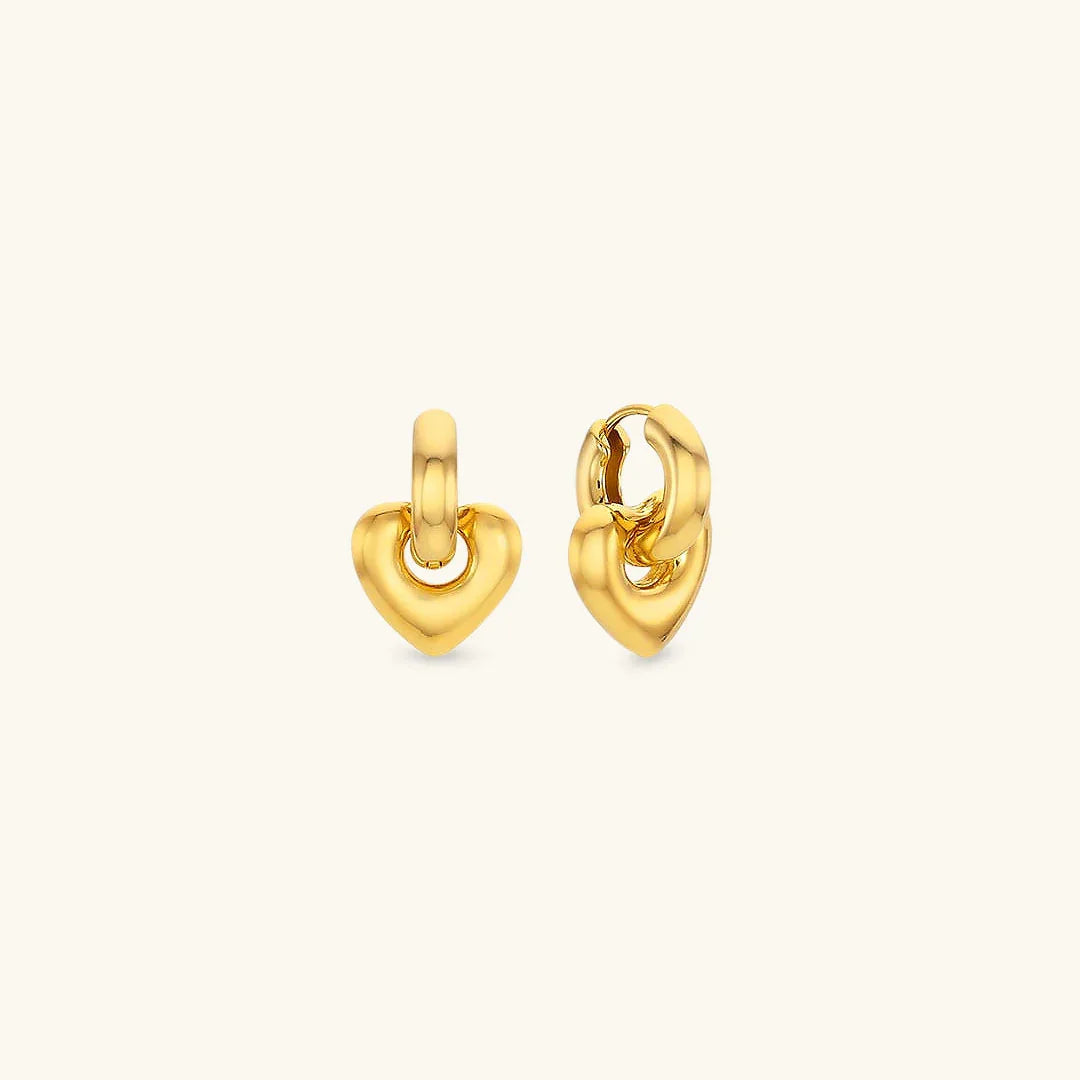 Gold-Plated Heart Drop Hoop Earrings for Women