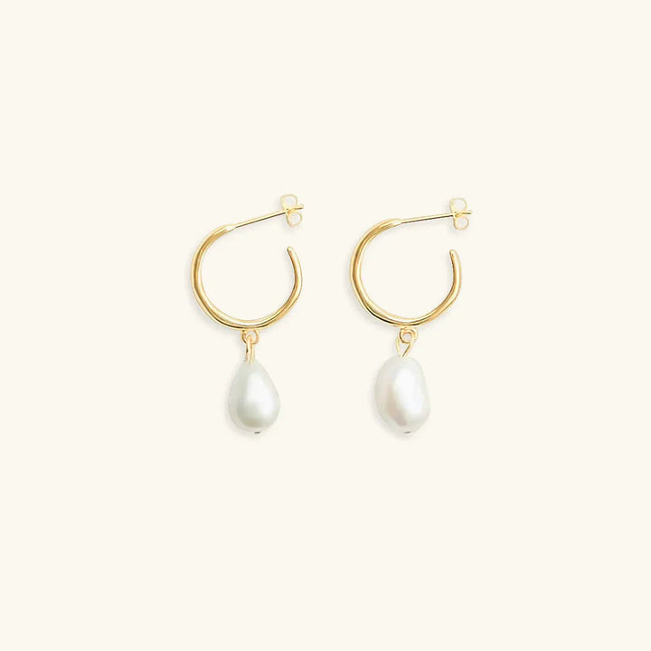 Gold-Plated Faux Pearl Drop Earrings Women