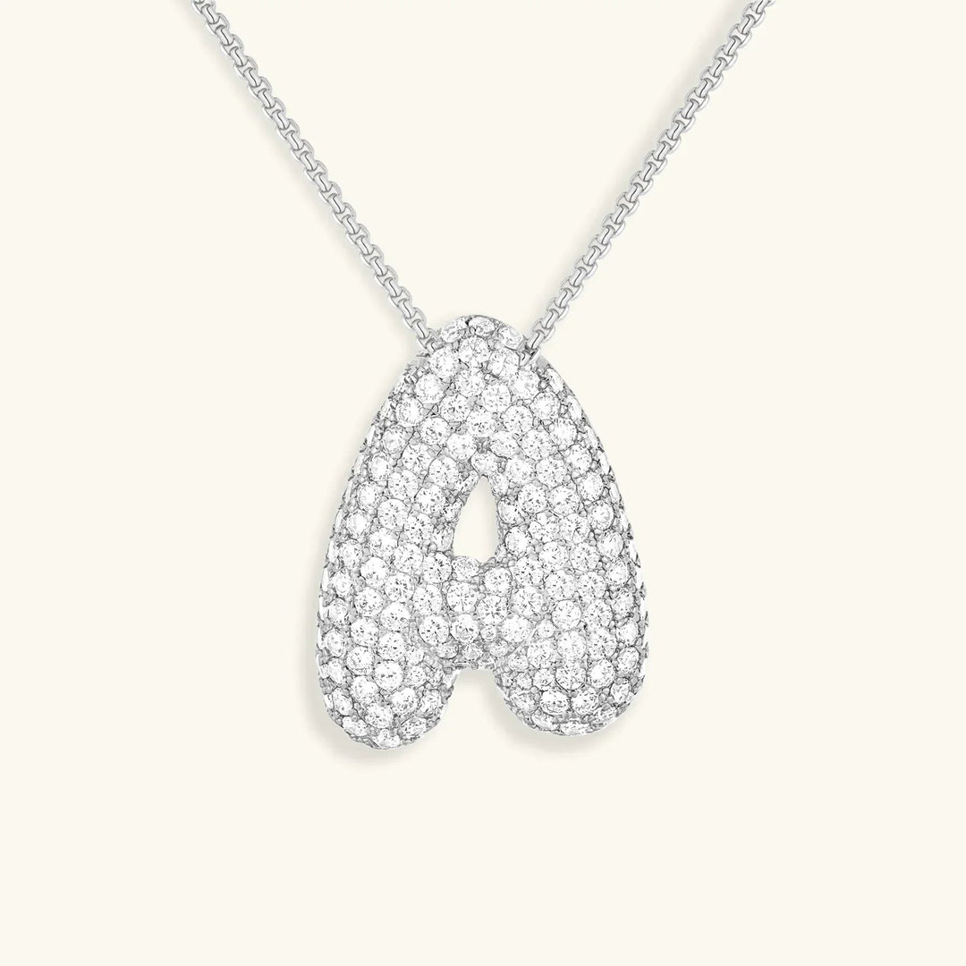 Gold-Plated Bubble Initial Diamond Necklace