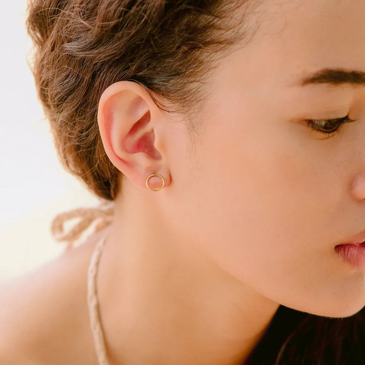 Gold-Plated Open Circle Stud Earrings