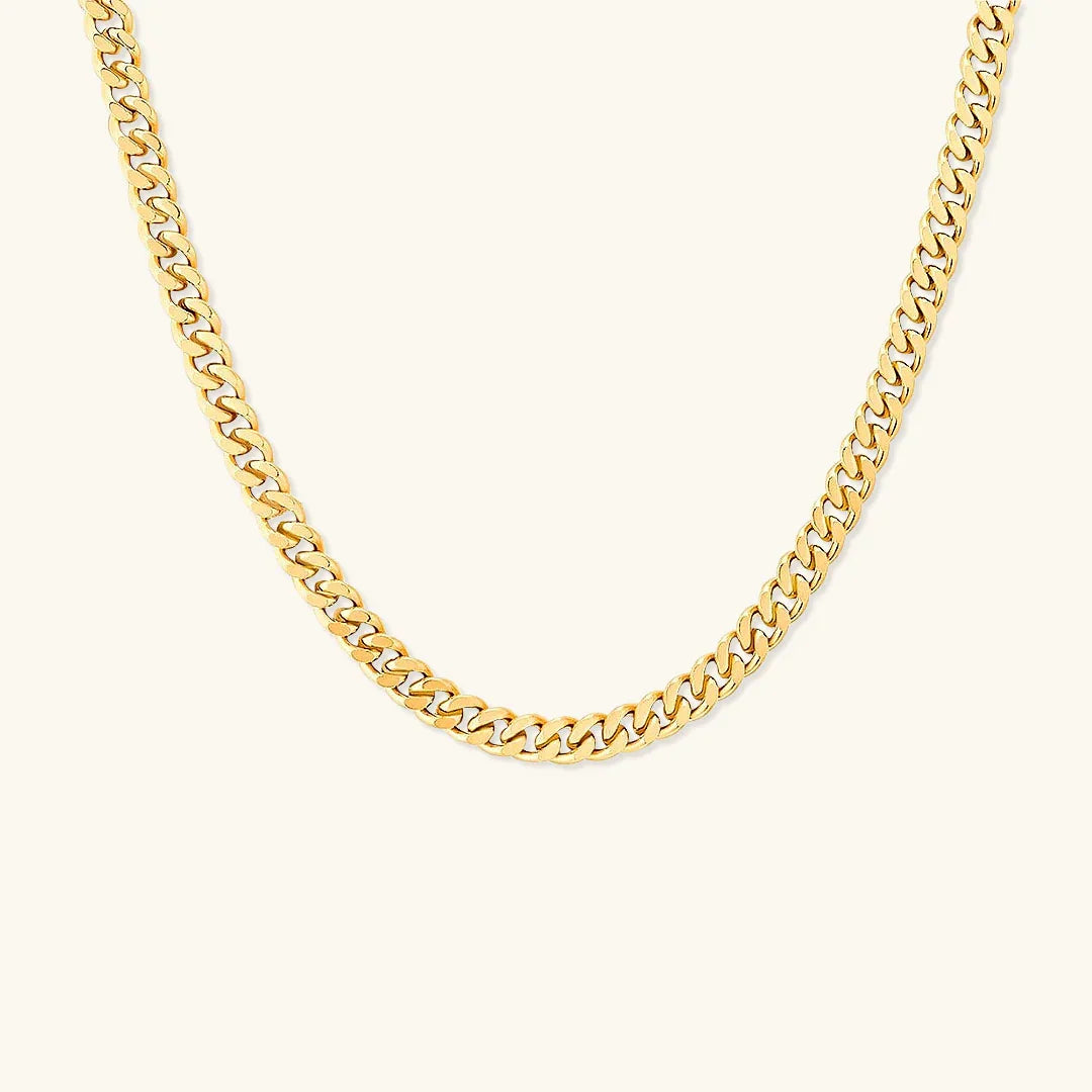 Gold-Plated Cuban Link Chain Necklace for Women