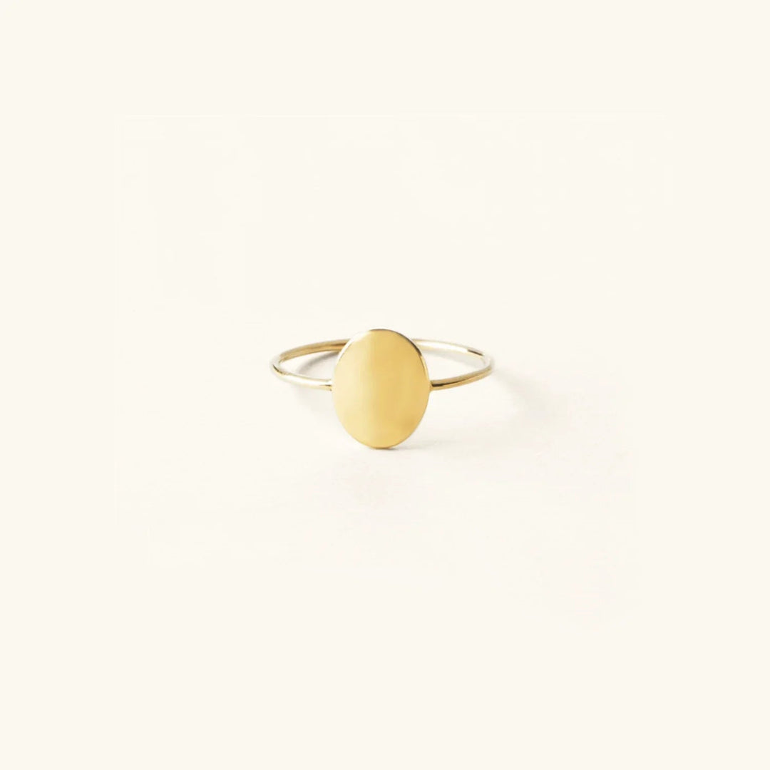 Gold-Plated Flat Oval Ring for Women