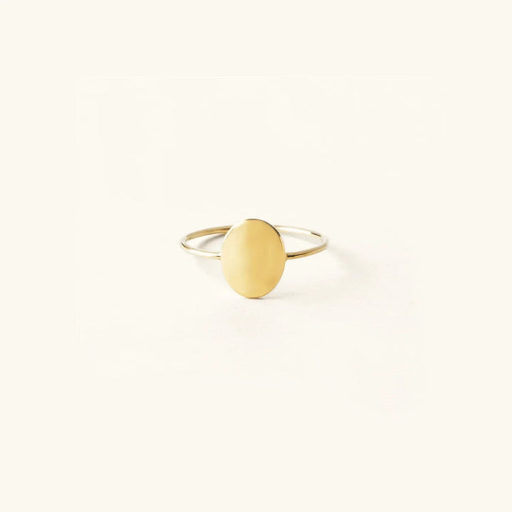 Gold-Plated Flat Oval Ring for Women