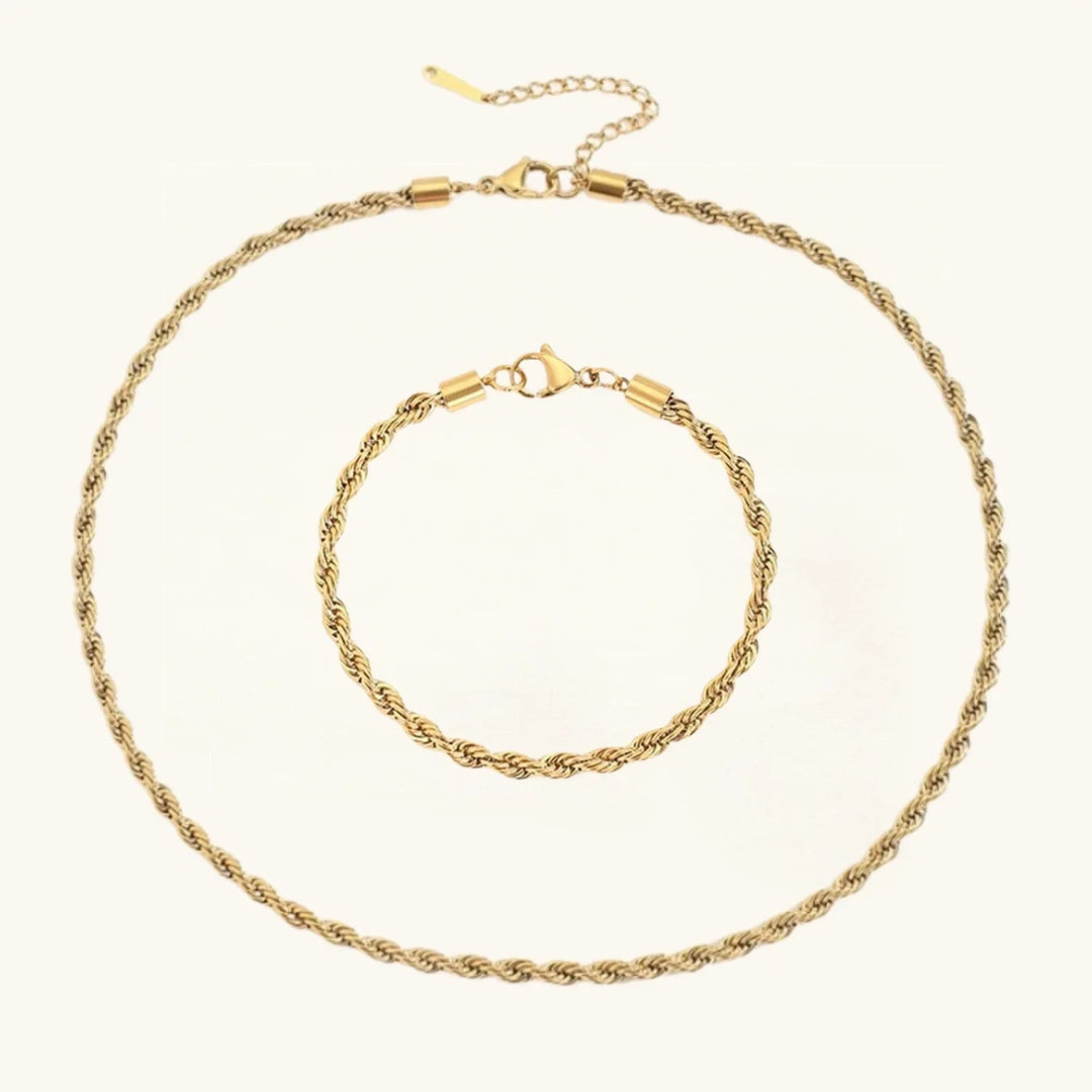 Gold-Plated Rope Chain Jewelry Set