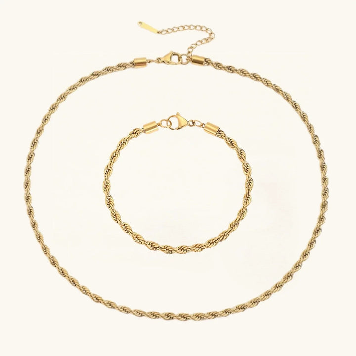 Gold-Plated Rope Chain Jewelry Set