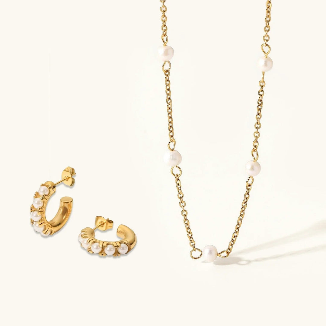 Gold-Plated Faux Pearl 2-Piece Set