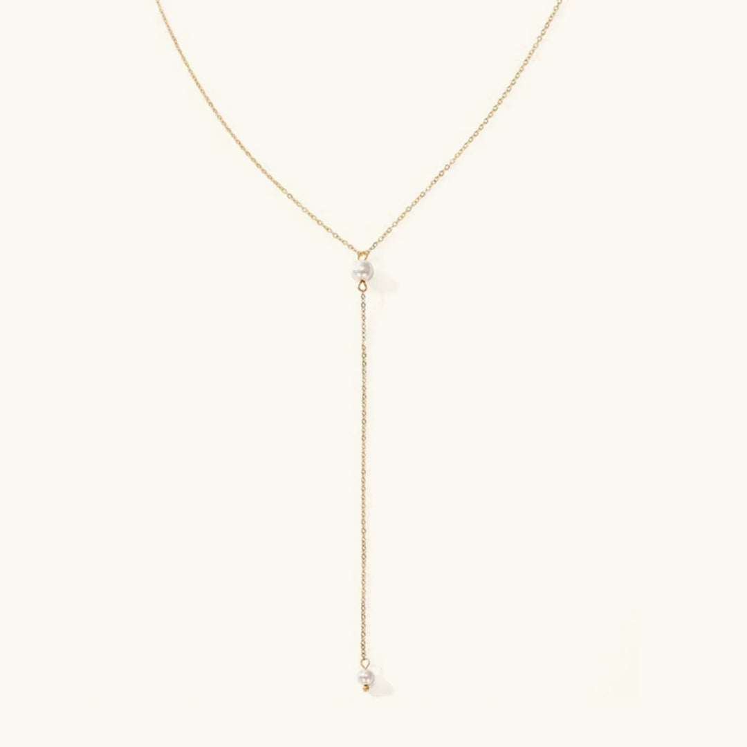 Gold-Plated Faux Pearl Tassel Necklace