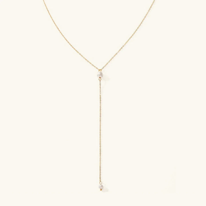 Gold-Plated Faux Pearl Tassel Necklace