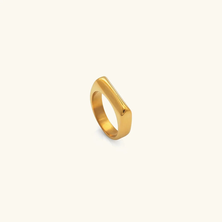 Gold-Plated Geometric Bar Ring for Women
