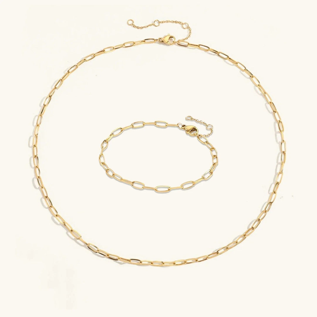 Gold-Plated Paperclip Chain 2-Piece Set