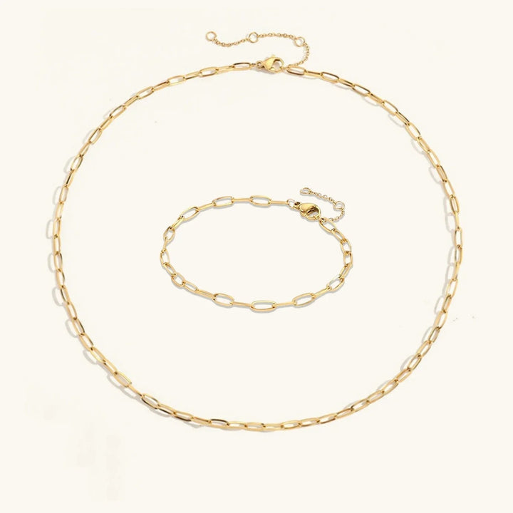 Gold-Plated Paperclip Chain 2-Piece Set