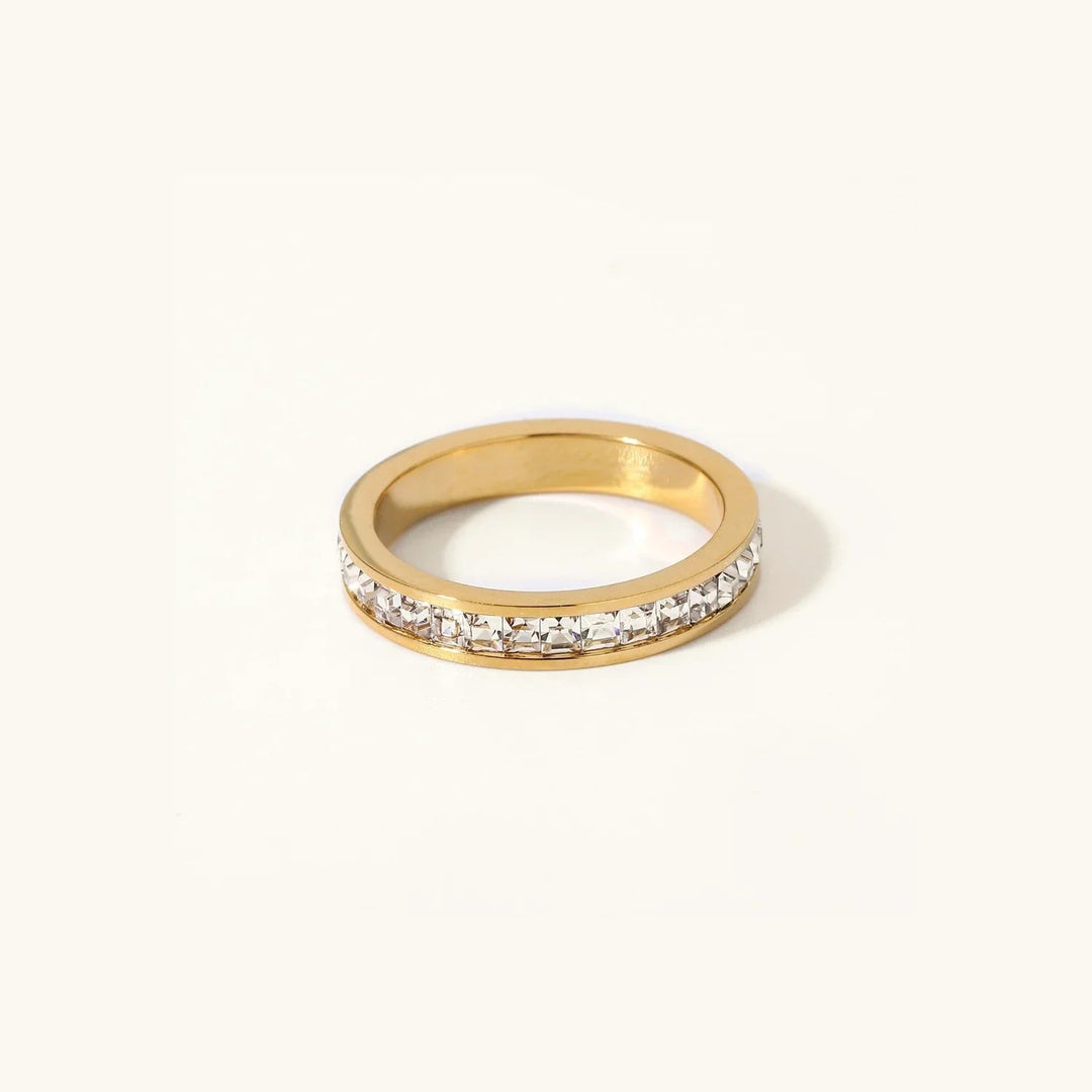 Gold-Plated Cubic Zirconia Band Ring for Women