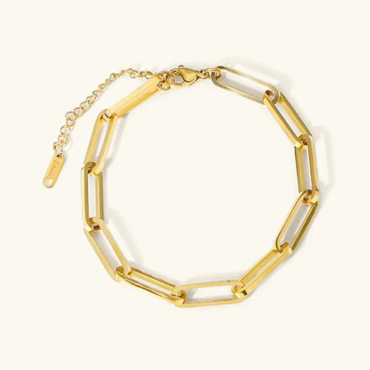 Gold-Plated Paperclip Chain Bracelet with Stainless Steel for Women