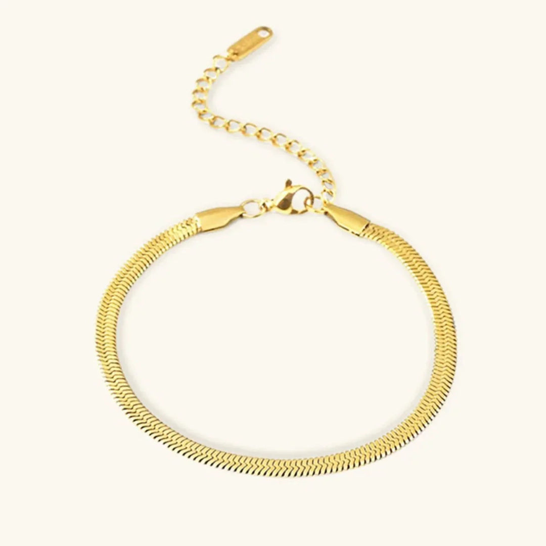 Gold-Plated Herringbone Chain Bracelet for Women