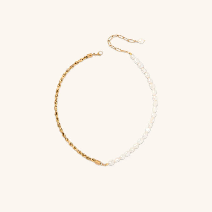 Statement Gold-Plated Faux Pearl Chain Necklace for Women