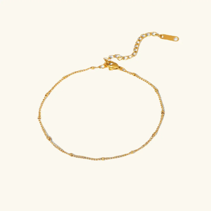Gold-Plated Anklet with Cubic Zirconia Adjustable Waterproof